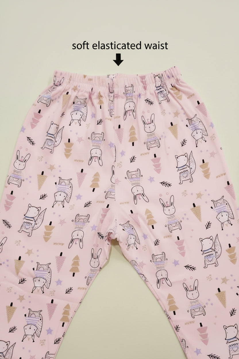 Pure Muslin Cotton Round Neck Night Suit for Kids.