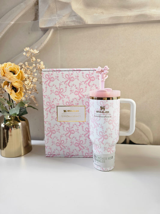 Premium Bow Edition Stanley FlowState Quencher H2.0 Tumbler 40oz (1.18L) | Limited Edition | Luxury Gift