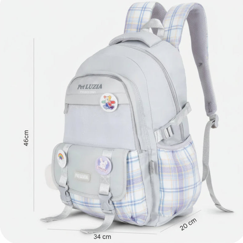 Korean Style checkered Luxury School Backpack.