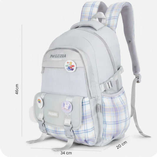 Korean Style checkered Luxury School Backpack.