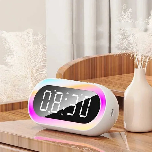 Digital LED Alarm Clock|              Bluetooth Speaker Alarm Clock with RGB Mood Light: Dual Alarm, Adjustable Volume, Wireless Speaker, 12/24H Voice Control| Snooze LED Digital Table.