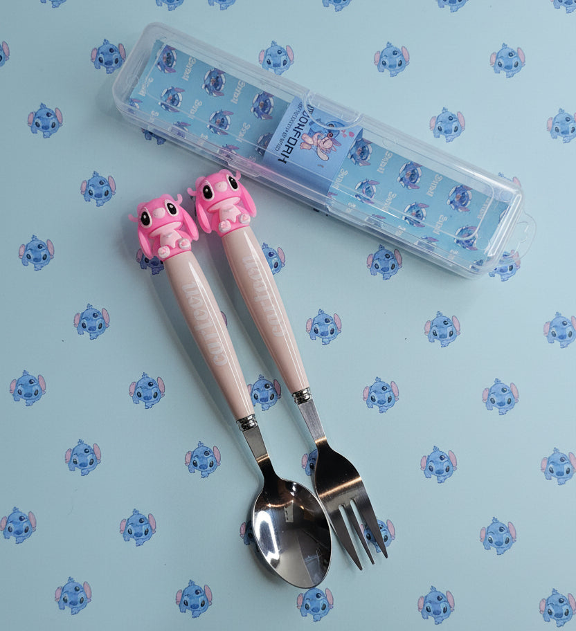 Lilo & Stitch Cutlery Set – Cute Spoon & Fork with Portable Box