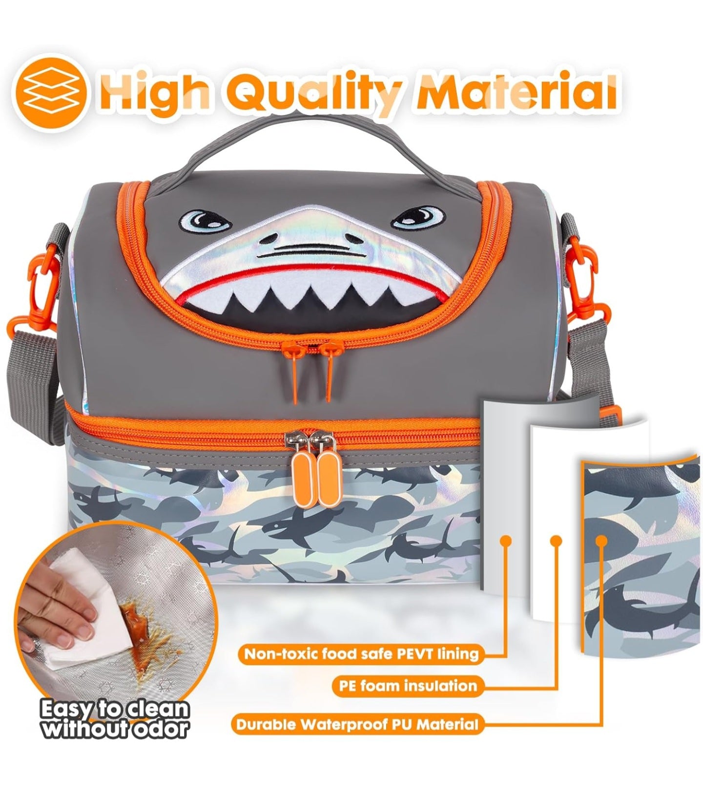 VEST Insulated Double Deck Lunch Bag. [SHARK]
