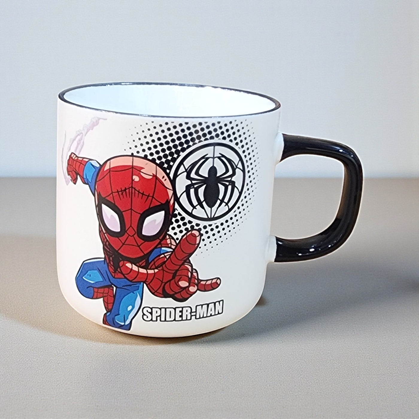 Spider Hero Ceramic Mug for Kids | Cartoon Printed Coffee Cup with Handle.