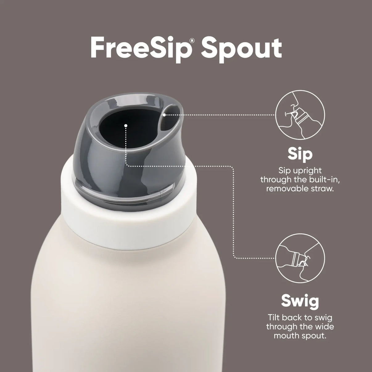 FreeSip Twist Insulated Stainless Steel Water Bottle with Built-in Straw & Carry Hook | Leak-Proof
