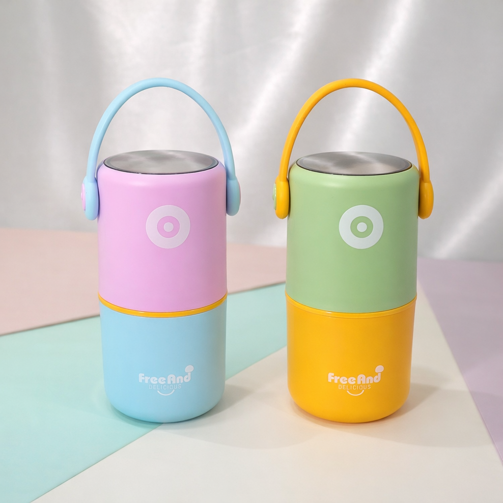 Pastel Bento Lunch Box Set with Handle | 2 Containers with Lid. [820ml]