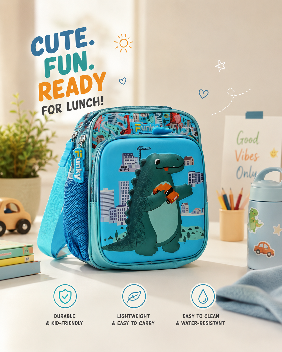 Character Kids Lunch Bags – Kuromi, Unicorn, Dinosaur & Superhero Prints.