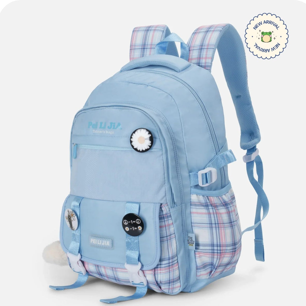 Korean Style checkered Luxury School Backpack.