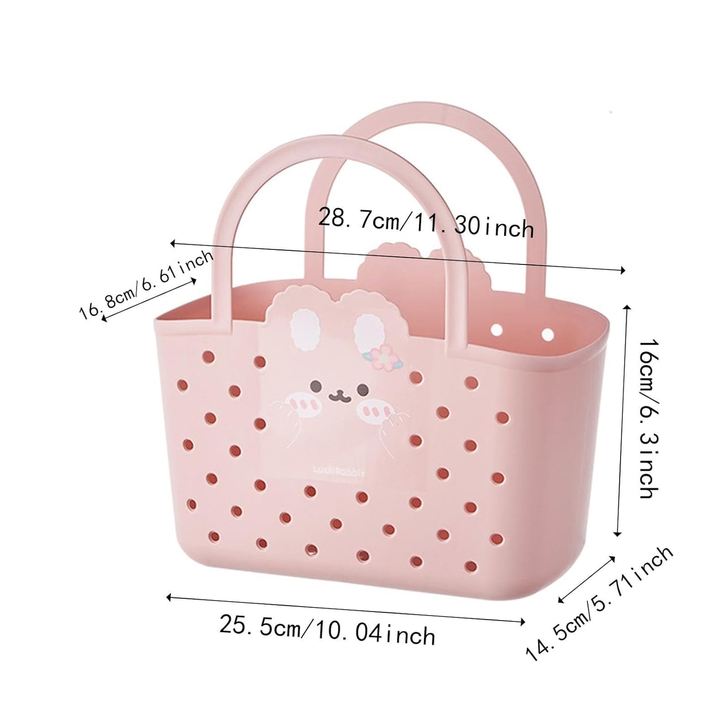 Cute Bunny Storage Basket for Kids – Plastic Tote with Handle