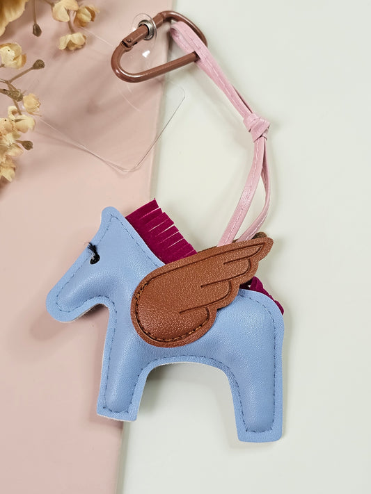 Flying Horse Bag Charm | Pegasus PU Leather Keychain for Bags & Backpacks
