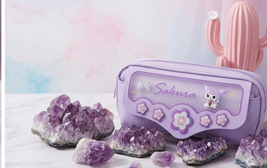 Sakura Dreams Model 3317 – Aesthetic Pastel Pencil Case with Floral Charms