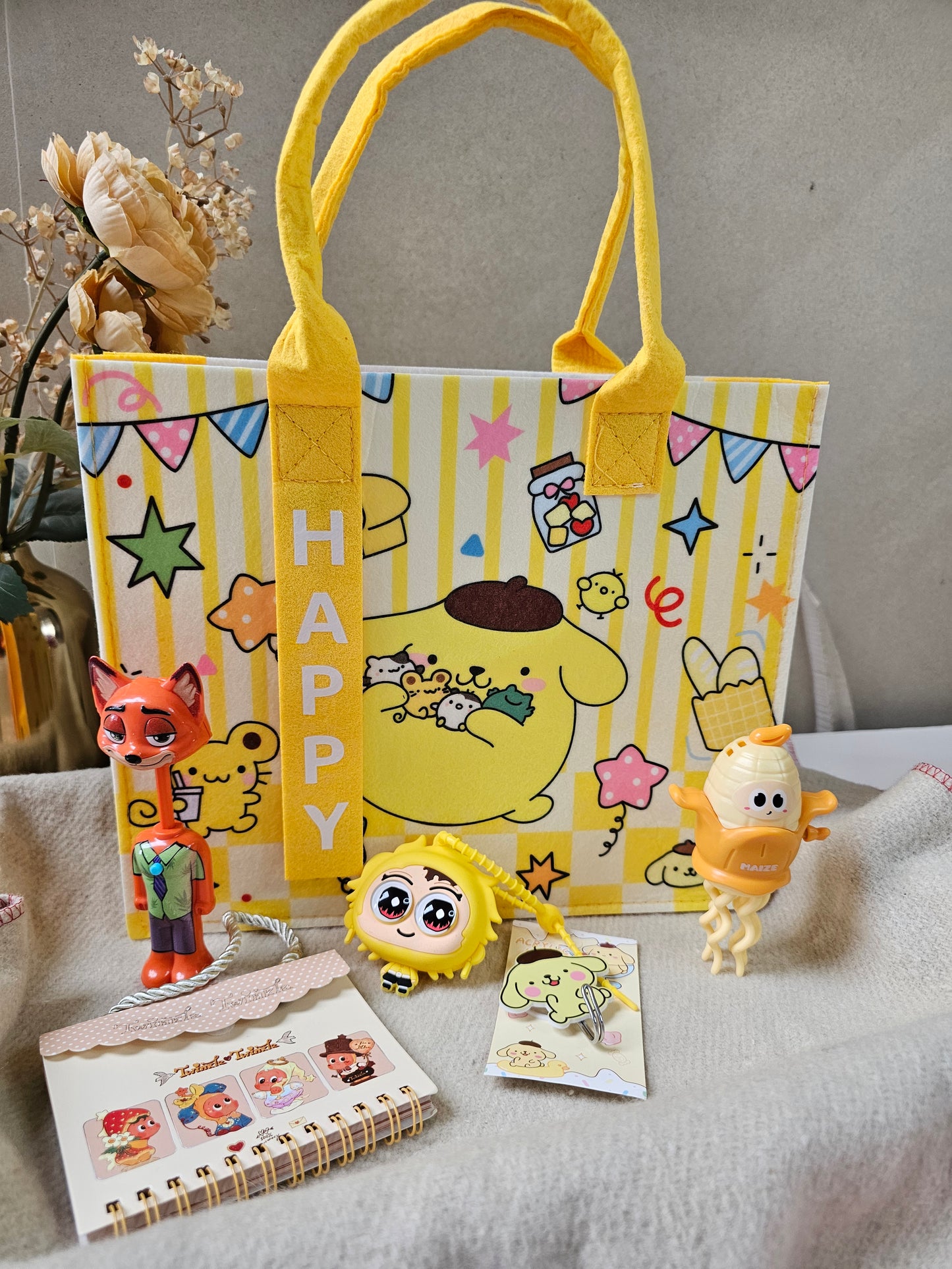 Rakhi Hamper for Girls/Boys| Premium Aesthetic Gift Hamper | PomPomPurin Felt Bag.
