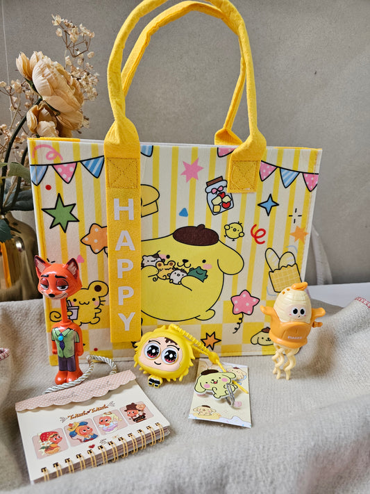Rakhi Hamper for Girls/Boys| Premium Aesthetic Gift Hamper | PomPomPurin Felt Bag.