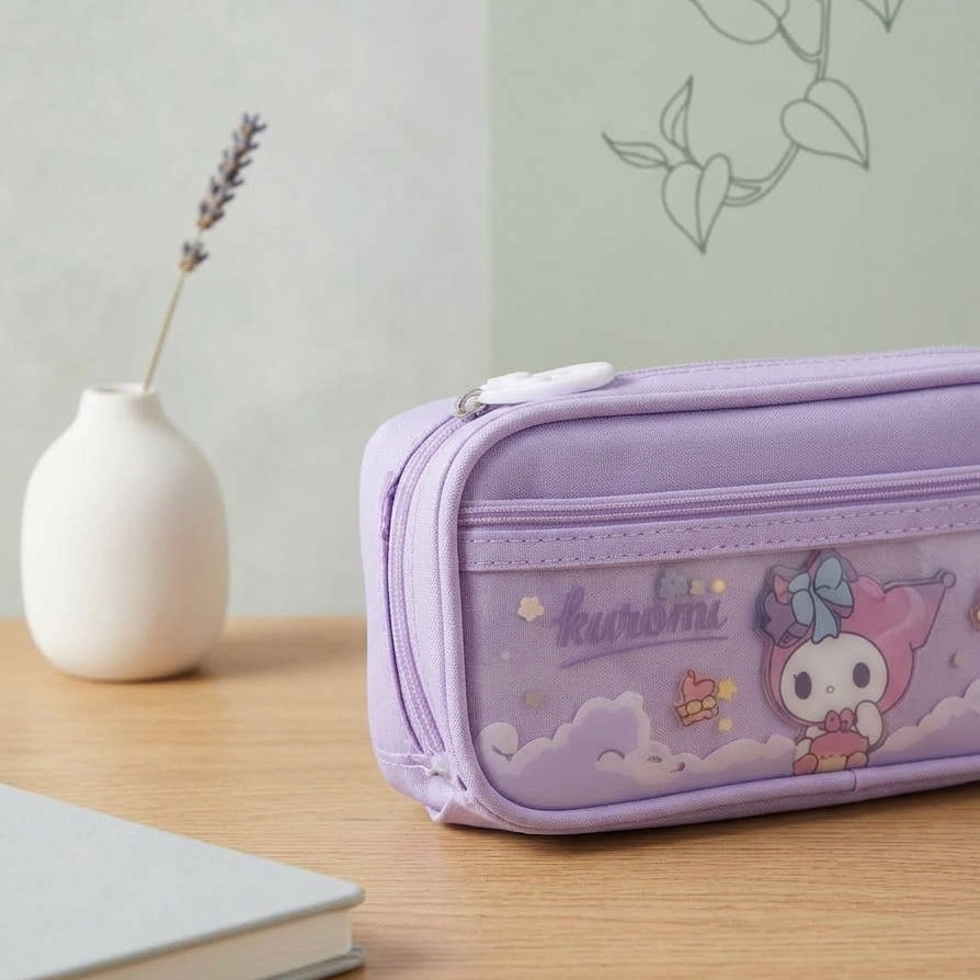 Cute Sanrio My Melody & Kuromi Double-Layer Pencil Pouch – Pastel Design