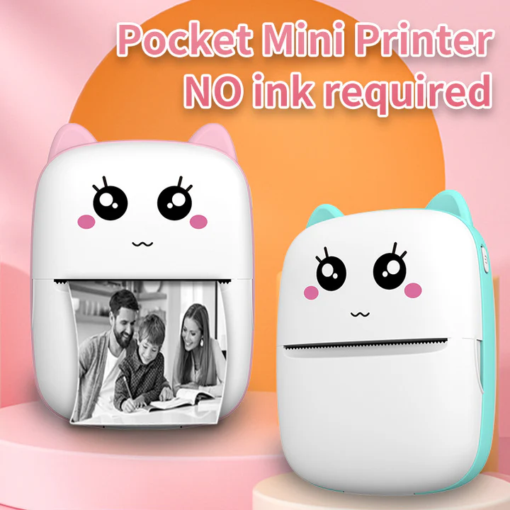 Cute Mini Thermal Printer – Wireless Pocket Printer for Notes, Labels & Photos