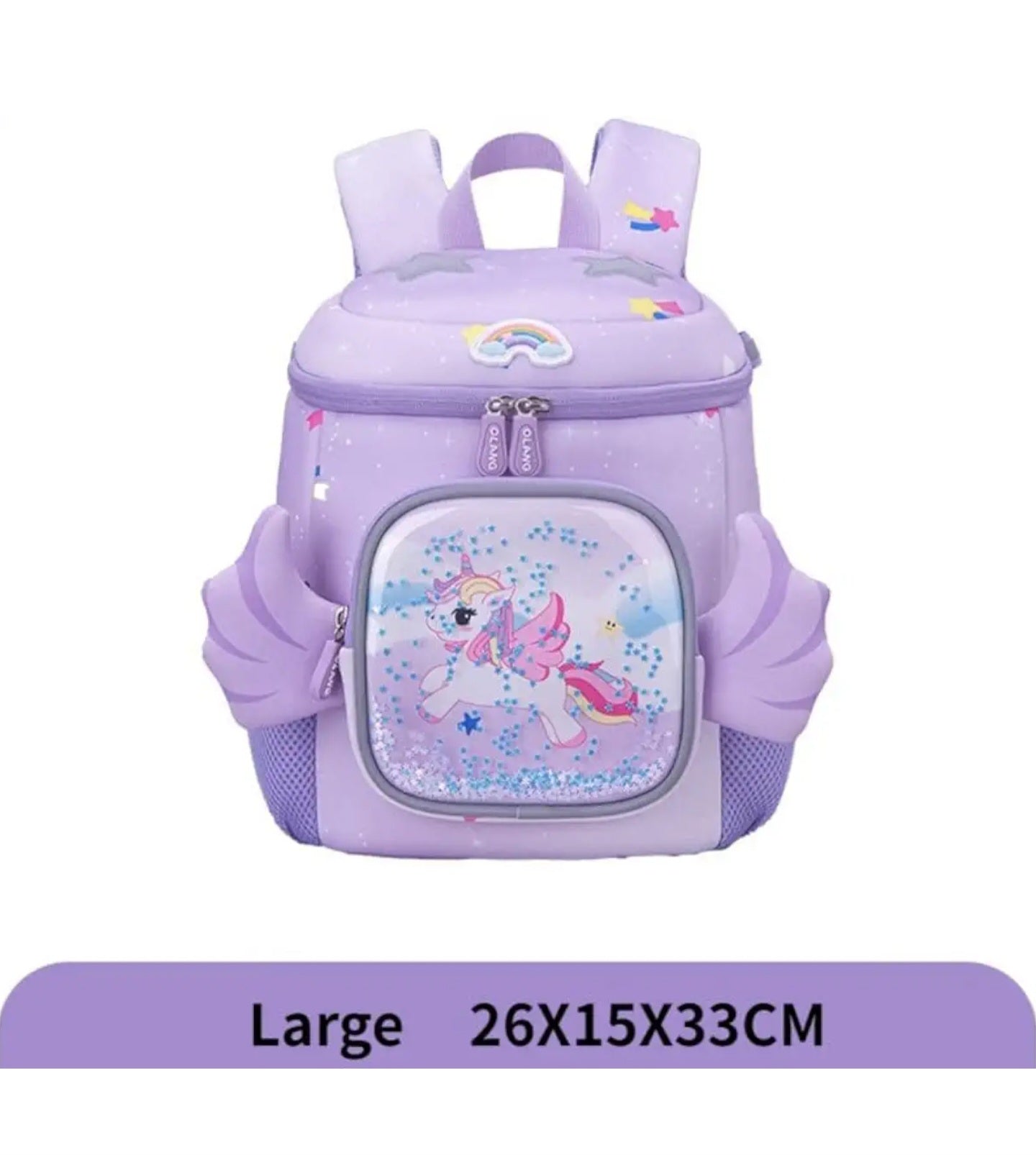Premium Unicorn 3D School Backpack – Lavender