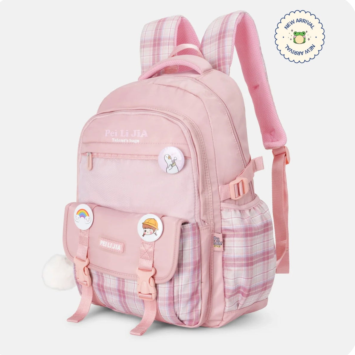 Korean Style checkered Luxury School Backpack.