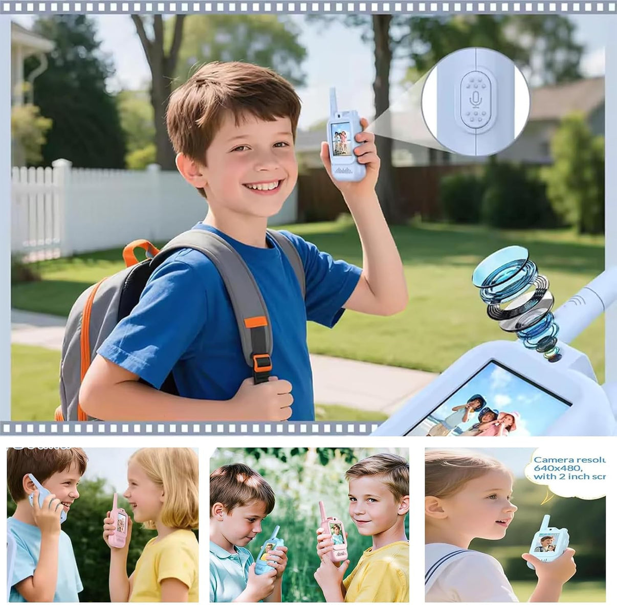 Video Walkie Talkies 2.0 | 2” Screen, Share Pic, Micro Chat, Click Pics.