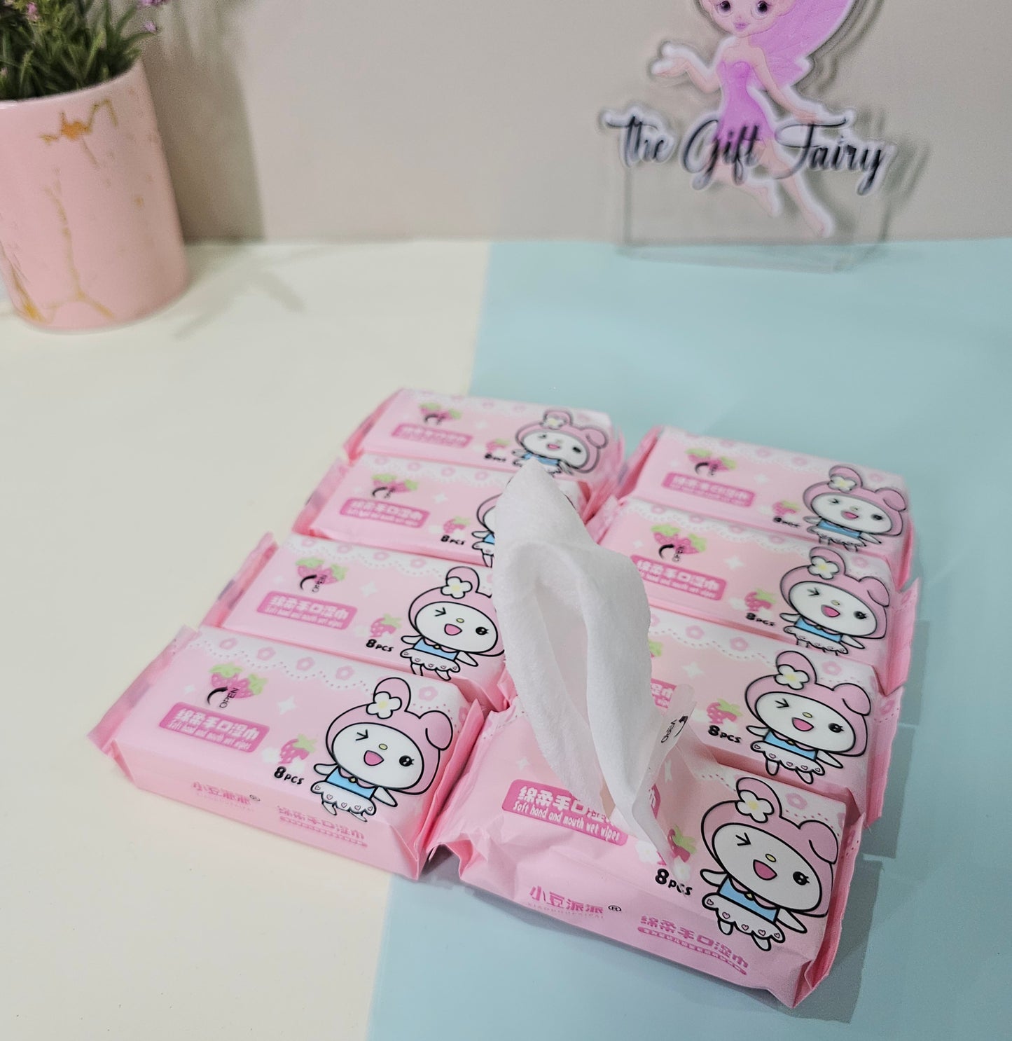 Sanrio Kids Cartoon Wet Wipes – Gentle Moist Wipes Pack (8 mini packs)