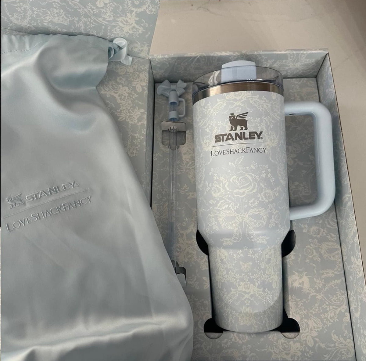 Stanley x LoveShackFancy Alpine Blue 40oz Tumbler with Straw Topper