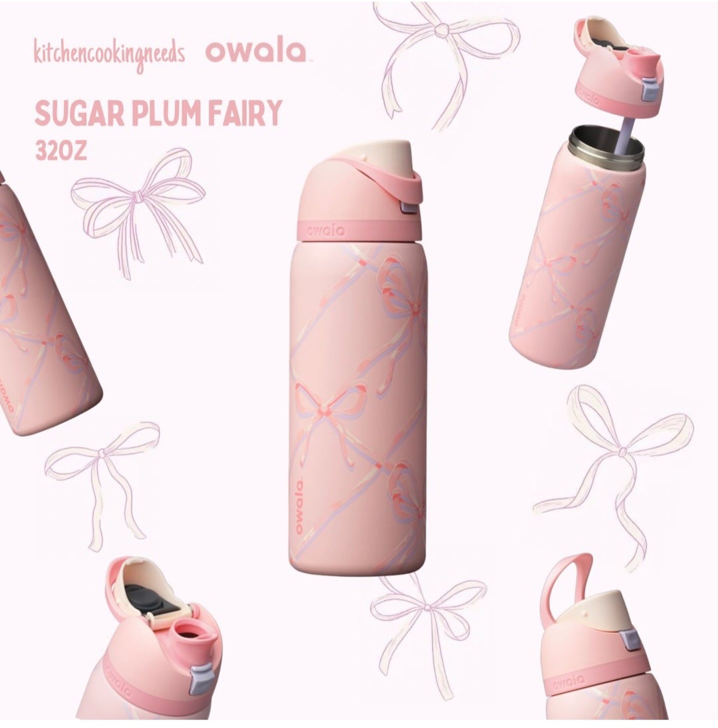 The Gift Fairy.                        Owala FreeSip Stainless Steel Water Bottle 32oz,(Sugar Plum Fairy)