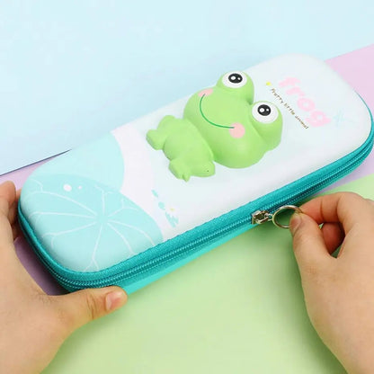 Cute 3D Squishy Frog Hard Shell Pencil Case