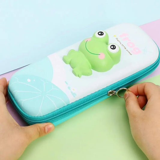 Cute 3D Squishy Frog Hard Shell Pencil Case